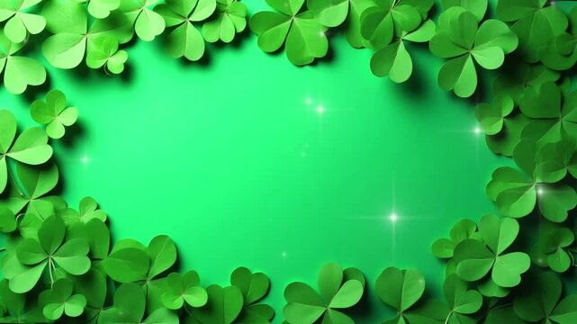 St Patrick's Day background with green clove, copy space background