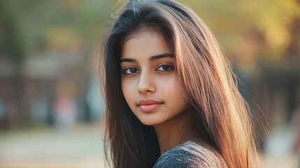 Fototapeta premium pretty indian college girl at the University