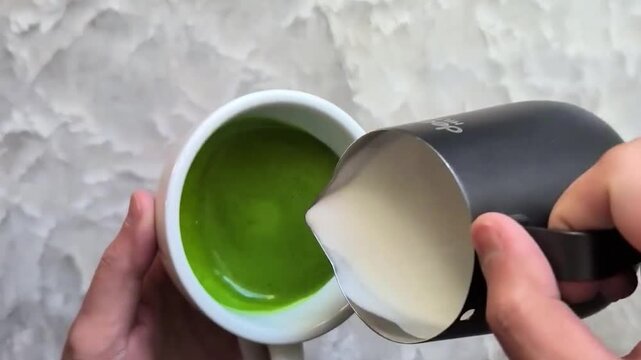 Making a cup of matcha