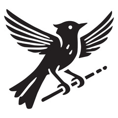 Silhouette of a bird on white background