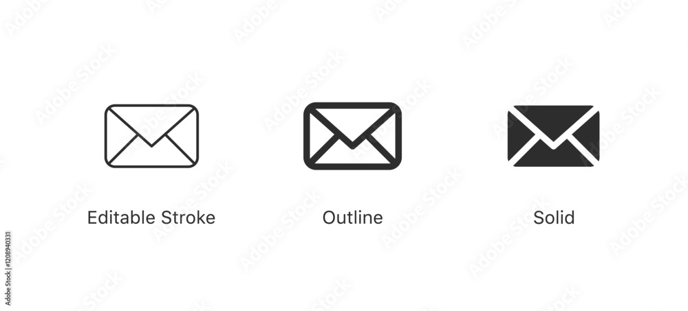 Leinwandbilder envelope icon, email message icon - Mail icon button sign, notification new message icons buttons in editable stroke, outline, and solid styles. email messaging, correspondence and communication 