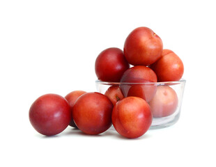 Red plum fruit isolated on white background