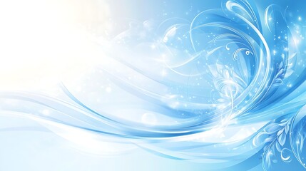 Abstract Blue Floral Wave Design Background