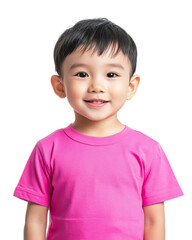 Cheerful Asian Toddler Boy Smiling Happily in Studio Portrait