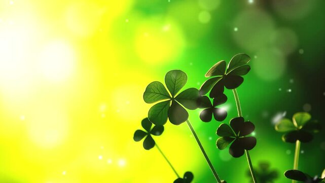 St Patrick's Day background with green clove, copy space background