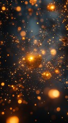 Obraz premium Glowing orbs and bokeh lights on dark background.