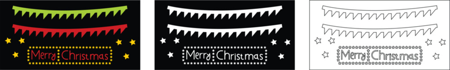 Holiday merry Christmas Party Invitation Design Template with flat line set art icons Christmas greeting card vector for apps or web poster text elements decoration isolated on transparent background