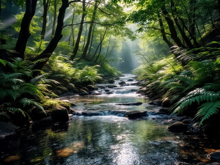 Obraz premium stream in the forest