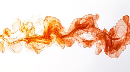 Abstract Orange Flowing Stream, Dynamic Energy, Fiery Abstract Art, Swirling Movement, White Background