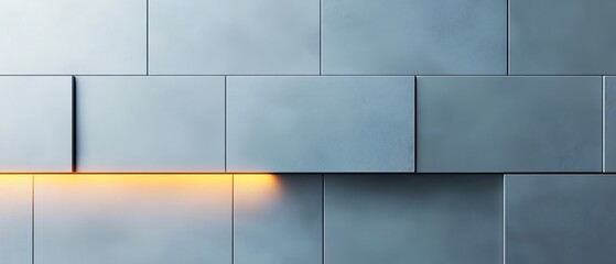 Abstract Grey Tiles Warm Light Glow. AI Generated