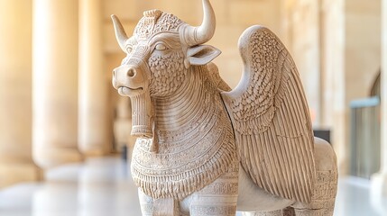 ancient winged bull statue louvre museum - ancient civilizations
