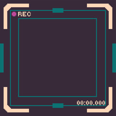 Fototapeta premium Futuristic Video Recording Interface Screen Background, Pixel Art Style