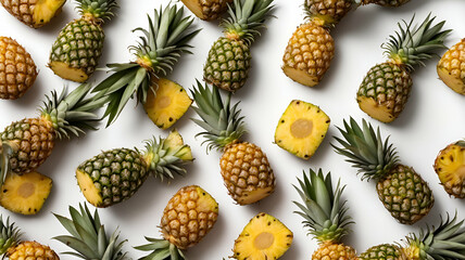 Fototapeta premium fresh pineapples isolated on white background ai 