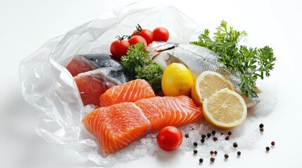 Fresh Seafood Assortment with Salmon and Vegetables