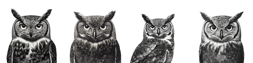 Captivating Monochrome Portraits of Owls with Intense Gazes   A striking collection of close up photographs showcasing the powerful and mysterious expressions of these nocturnal predators