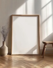 Minimalist Artwork Frame Mockup Scandinavian Design Interior Natural Light