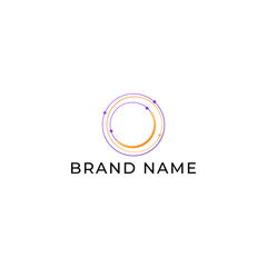 ILLUSTRATION CONNECTED CIRCLE PURPLE ORANGE GRADIENT COLOR. TECH LOGO ICON TEMPLATE SIMPLE DESIGN ELEMENT VECTOR