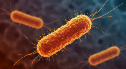 Fototapeta premium Escherichia coli Bacterium: 3D Visualization of a Gram-Negative Pathogen Causing Diarrhea and Infections