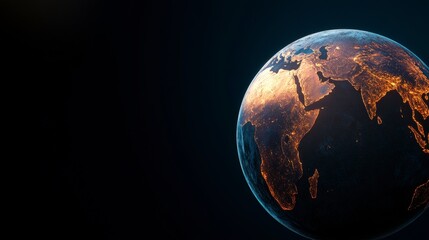 High-resolution image of Earth at night showcasing city lights and landscapes