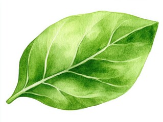Obraz premium Lush Green Leaf with Detailed Veins, Perfect for Nature Themes, Organic Designs, and Eco-Friendly Concepts in Illustrations and Digital Artworks