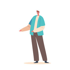 Male Character Extend Hands, Palms Facing Outward To Invite Someone To Approach Or Greet. Friendly Welcome Gesture