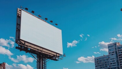 Blank Billboard Under a Blue Sky