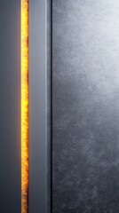 Warm light illuminates sleek grey wall texture creating subtle contrast. AI Generated