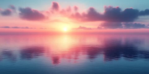 Obraz premium Peaceful sunset over calm ocean water.