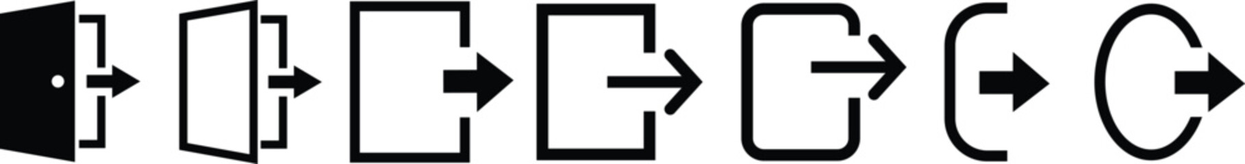 Logout icon flat line set. Open and close, sign in and sign out app account vector symbol for apps or web arrow and door icon exit and entry icon