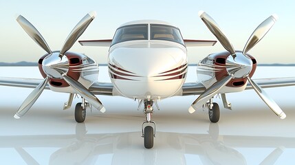 A close-up of an aircraft propeller showcasing the blades and central hub with sharp detail, isolated on a clean white backdrop