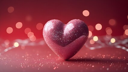 Fototapeta premium Valentine's day background with red glitter hearts. Hearts as background. Valentines day concept.