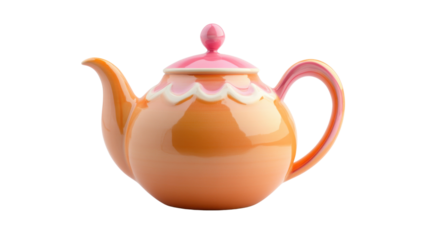 Yellow teapot isolated on white background 
