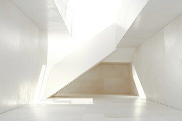 Fototapeta premium Geometric Minimalist Architecture Space with Soft Lighting and Depth Perspective