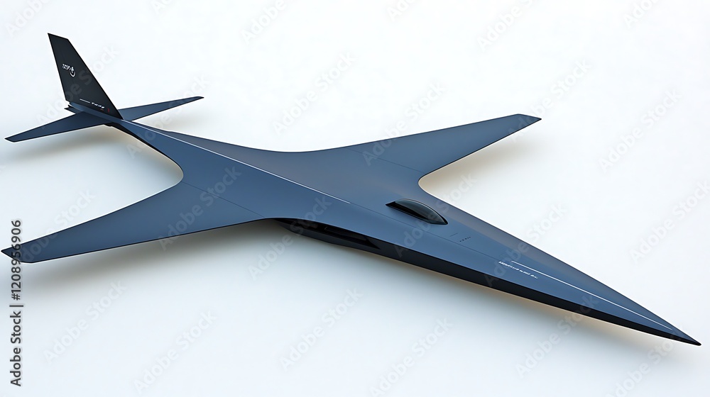 Fototapete a clean and minimalistic rendering of an airplane with straight wings and sharp details, set against