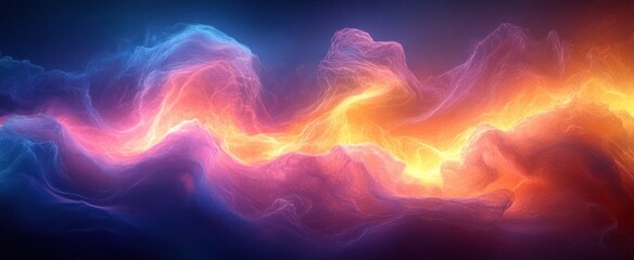 Obraz premium Neon Energy Waves Abstract Illustration Dynamic Flowing Lines Glowing Background Futuristic Digital Art