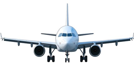 A full profile of a commercial airliner, emphasizing its large wingspan and elegant structure, positioned against a white backdrop