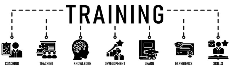 Trainee banner web icon vector illustration concept for internship training and learning program apprenticeship with an icon