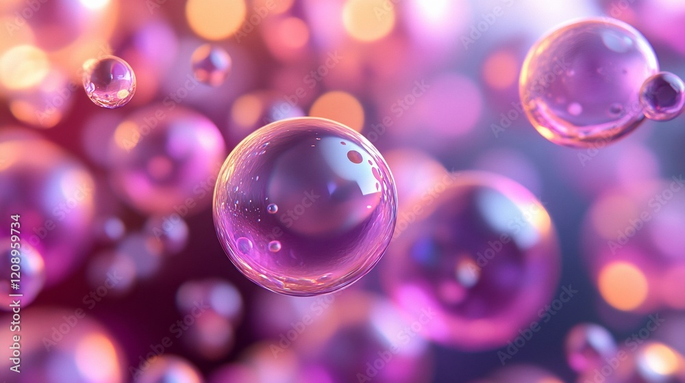 Aufkleber abstract background with floating iridescent spheres.