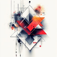 Media Concept Digital Design with Geometric Shapes, Generative AI