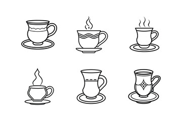 arabic tea cup line art vector illustration