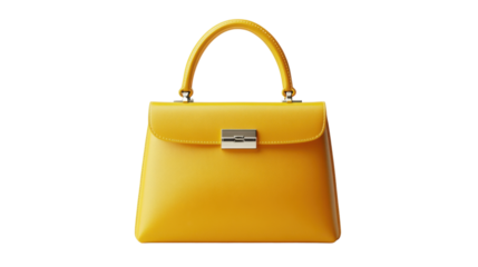 Yellow leather bag isolated on white background 