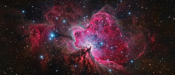 Vibrant cosmic nebula with stars and colorful gas clouds