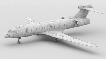 A futuristic aircraft with a high-tech design, including unconventional wings and streamlined body, isolated on a clean white background