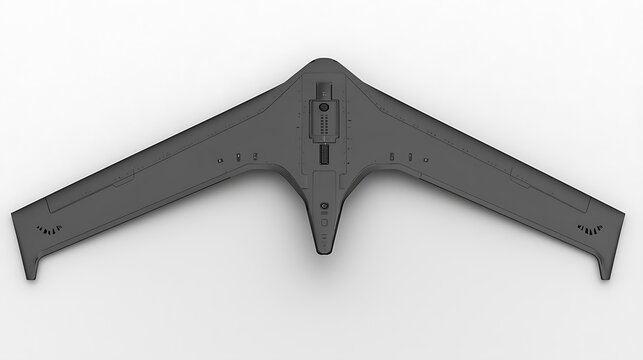 A conceptual image of a futuristic airplane design, showcasing sleek, sharp lines and advanced technology features, isolated on a plain white background