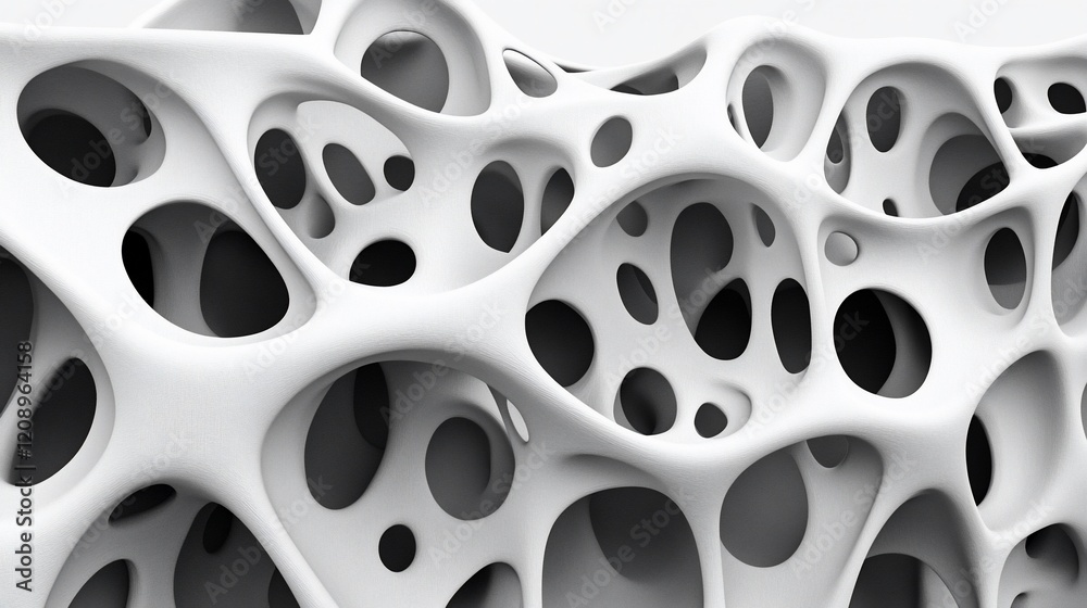Aufkleber abstract 3d rendering of a white porous structure.