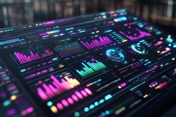 Obraz premium Colorful data visualization dashboard displaying analytics insights