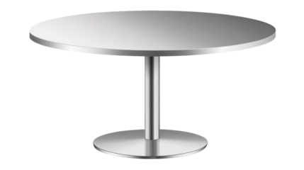 Silver round table isolated on white background 