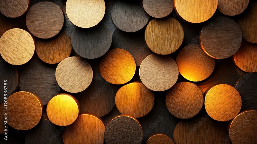 Aufkleber Abstract background of overlapping brown and gold circles.