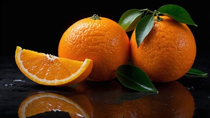 Fresh oranges photographed from close range