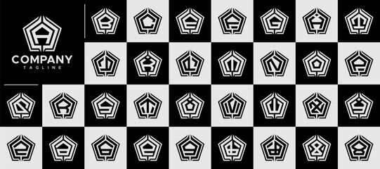 Abstract pentagon monogram letter A-Z logo set © Artswolf